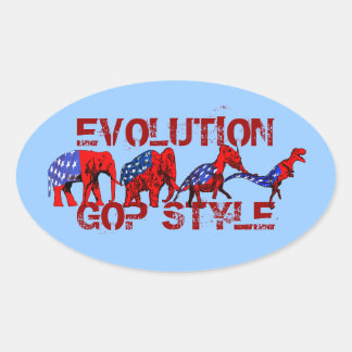 Anti-GOP Anti-Republikeinse Evolutie Satire Ovale Sticker