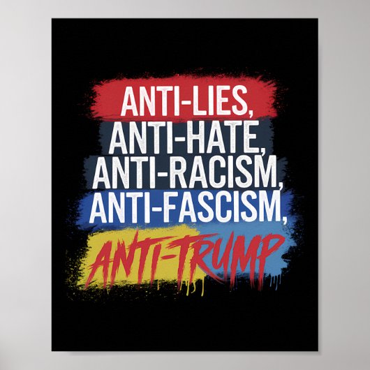 Anti haat leugens racisme fascisme verzet zich teg poster (Voorkant)
