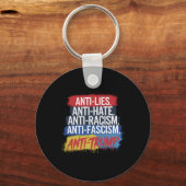 Anti haat leugens racisme fascisme verzet zich teg sleutelhanger (Voorkant)