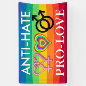 Anti-Hate Pro-Love Protest LGBT Rainbow Banner (Verticaal)