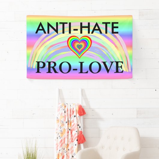 Anti-Hate Pro-Love Protest LGBT Rainbow Banner (Insitu)