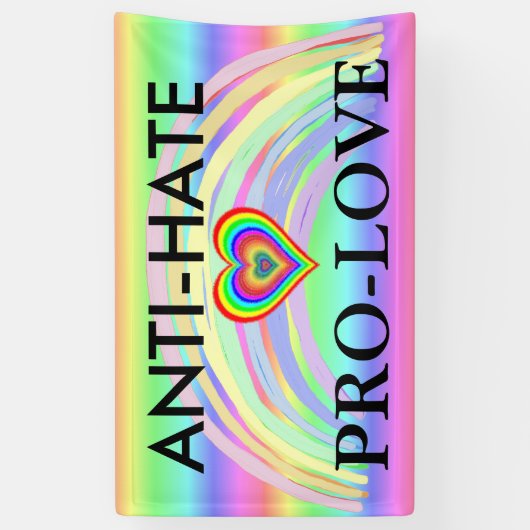 Anti-Hate Pro-Love Protest LGBT Rainbow Banner (Verticaal)