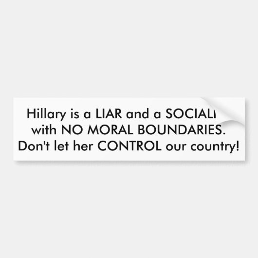 Anti-Hillary-bumpersticker Bumpersticker (Voorkant)