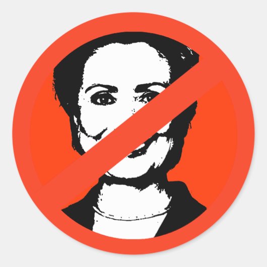 ANTI-HILLARY CLINTON 1 RONDE STICKER (Voorkant)