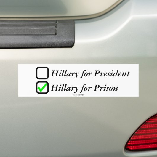 Anti-Hillary Clinton Bumpersticker (Op auto)