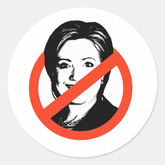 ANTI-HILLARY CLINTON - RONDE STICKER (Voorkant)