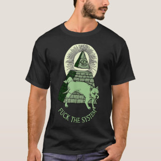 Anti Illuminati NWO Alle Zien Oog Pyramide Mason T-shirt