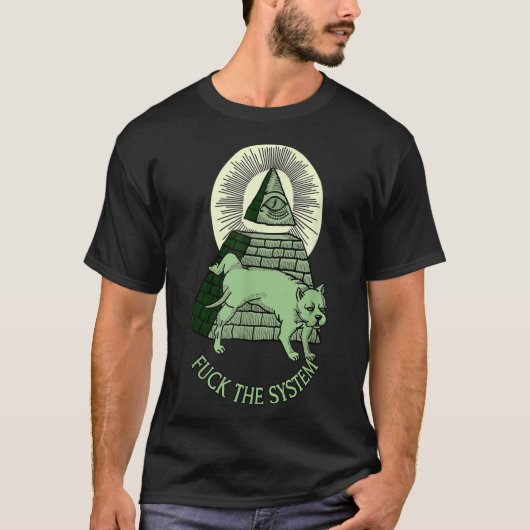 Anti Illuminati NWO Alle Zien Oog Pyramide Mason T-shirt (Voorkant)