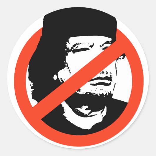 ANTI-KADHAFI RONDE STICKER (Voorkant)