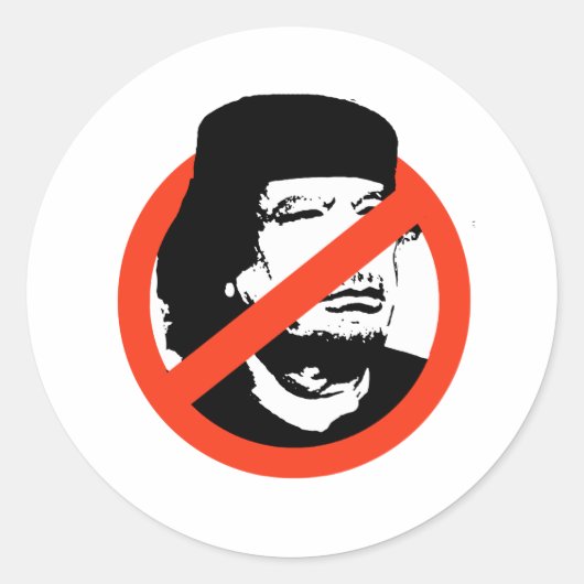 ANTI-KADHAFI RONDE STICKER (Voorkant)