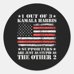 Anti Kamala Harris stomme grap Amerikaanse vlag VS Ronde Sticker