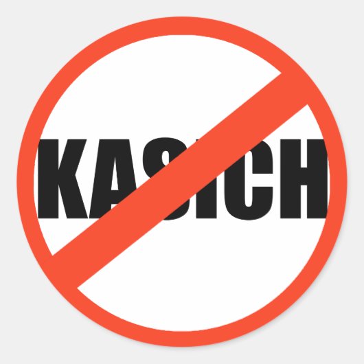 ANTI-KASICH RONDE STICKER (Voorkant)