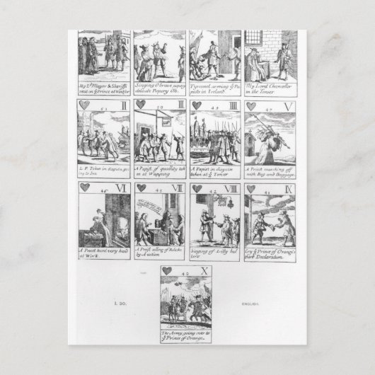 Anti-katholieke speelkaarten ter herdenking van briefkaart (Voorkant)