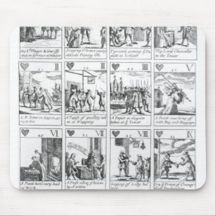 Anti-katholieke speelkaarten ter herdenking van muismat