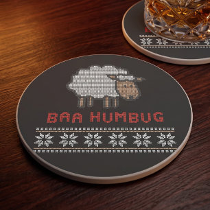 Anti Kerstmis Baa Humbug   Horrelijke Trui Stijl Zandsteen Onderzetter
