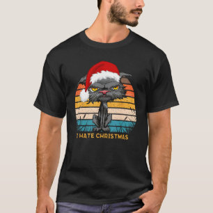 Anti Kerstmis Ik Haat Kerstmis Verveelde Kat Retro T-shirt