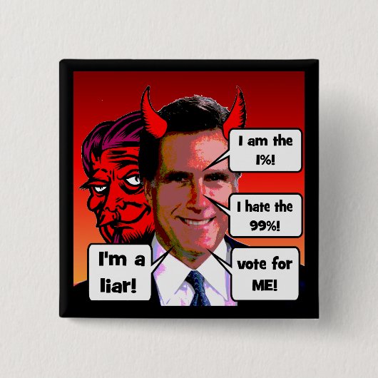 anti Mitt Romney Vierkante Button 5,1 Cm (Voorkant)