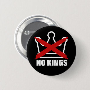 Anti-monarchie politieke speld 'Geen Koningen' Ronde Button 5,7 Cm