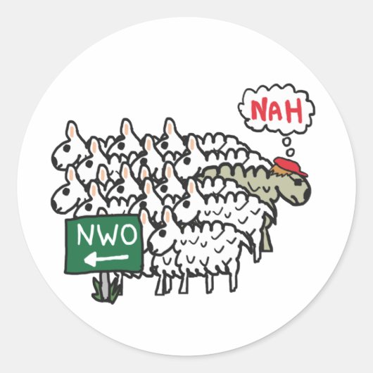 Anti NWO New World Ronde Sticker (Voorkant)
