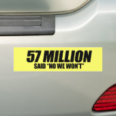 Anti-Obama - 57 miljoen zei nee Bumpersticker (Op auto)
