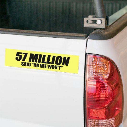 Anti-Obama - 57 miljoen zei nee Bumpersticker (Op Truck)
