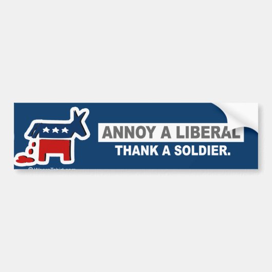 ANTI-OBAMA-ANNOY A LIBERAL. DANK EEN SOLDAAT BUMPERSTICKER (Voorkant)
