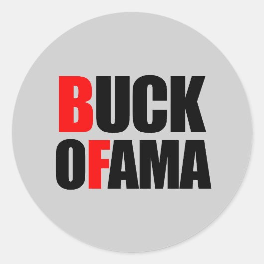 Anti-Obama - BUCK OFAMA 2 zwart Ronde Sticker (Voorkant)