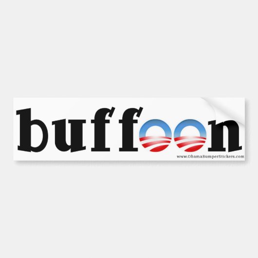 Anti-Obama Bumpersticker "buffon!" (Voorkant)