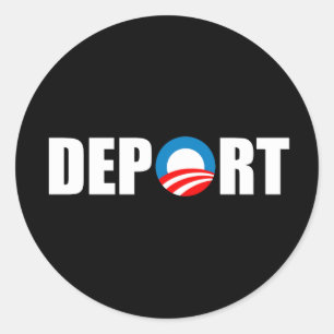 Anti-Obama-bumpersticker - Deport Obama Now Ronde Sticker