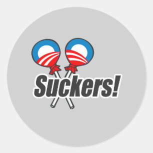 Anti-Obama Bumpersticker - Suckers 2 Ronde Sticker