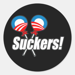 Anti-Obama bumpersticker - Suckers Ronde Sticker