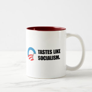 Anti-Obama Bumpersticker - Tastjes als socialisme Tweekleurige Koffiemok