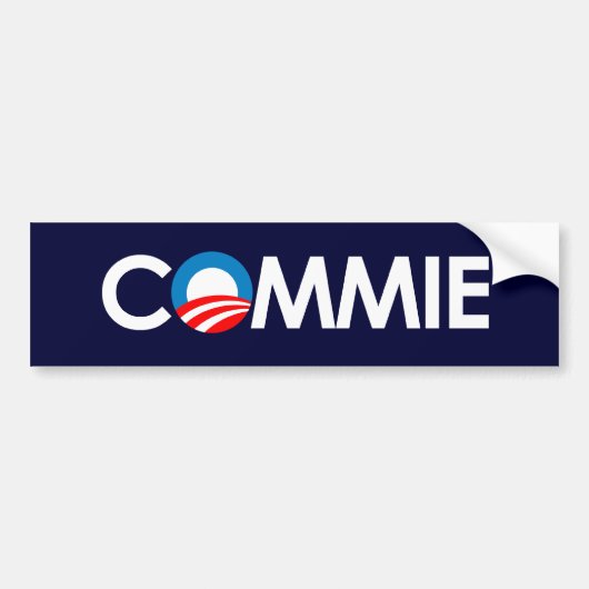 Anti-Obama - Commie White Bumpersticker (Voorkant)