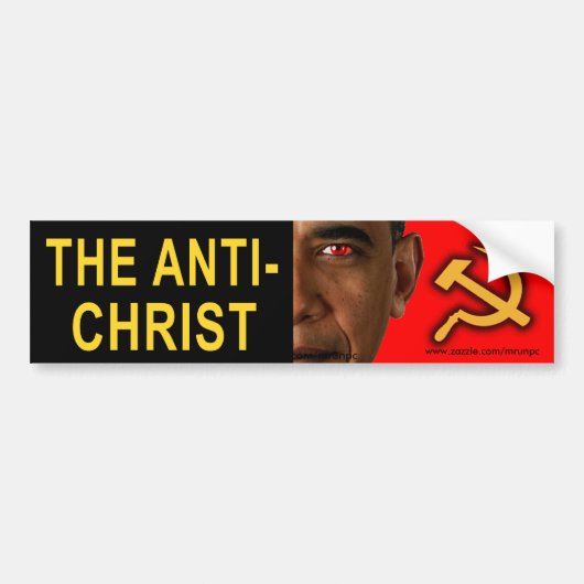 anti-Obama "De anti-Christus" bumpersticker (Voorkant)