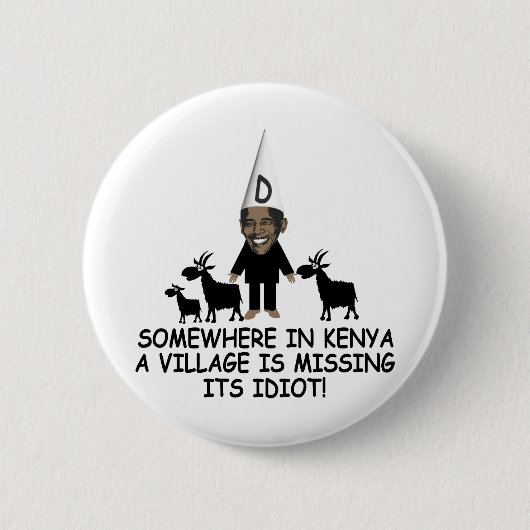 Anti Obama, dorpsidioot Ronde Button 5,7 Cm (Voorkant)