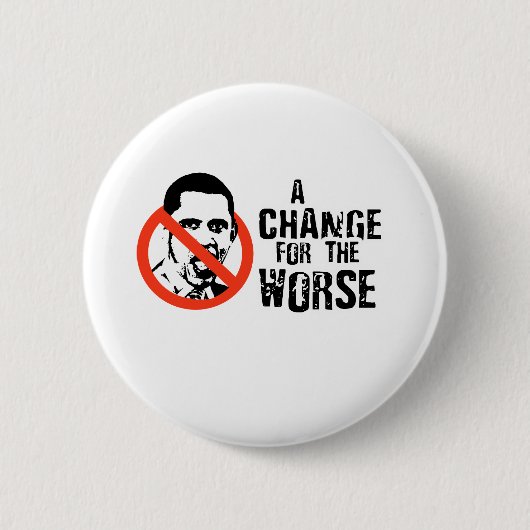 ANTI-OBAMA: EEN VERANDERING TEN KWADE RONDE BUTTON 5,7 CM (Voorkant)