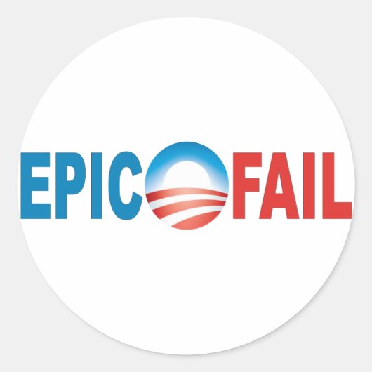 Anti-Obama Epic Fail-stickers Ronde Sticker (Voorkant)