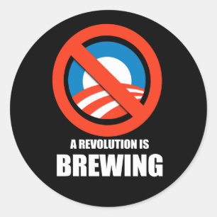 Anti-Obama - er breekt een revolutie uit Ronde Sticker