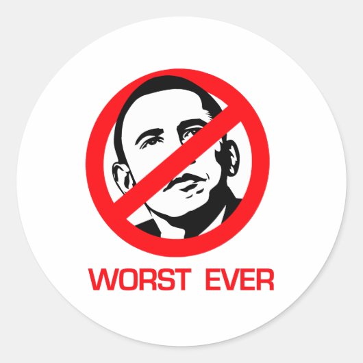 Anti-Obama - Ergste ooit Ronde Sticker (Voorkant)
