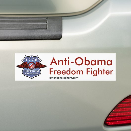 Anti-Obama Freedom Fighter Bumpersticker (Op auto)