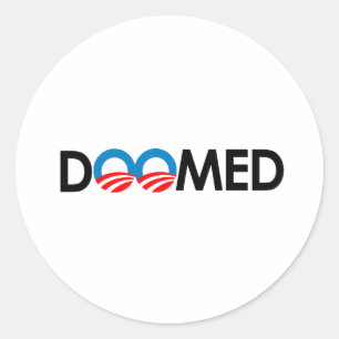 ANTI-OBAMA - GEDOEMD ZWART-PNG.NL RONDE STICKER