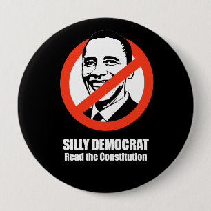 Anti-Obama - gekke-democraat, lees de grondwet Ronde Button 4,0 Cm