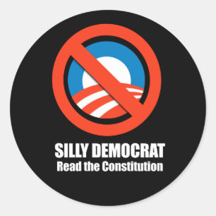 Anti-Obama - gekke-democraat, lees de grondwet Ronde Sticker