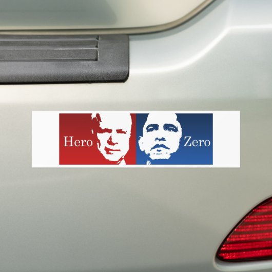 Anti-Obama - Hero vs. Zero Bumpersticker (Op auto)