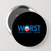 Anti-Obama - Het ergste President ooit Ronde Button 4,0 Cm (Voorkant /achterkant)