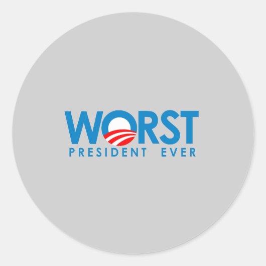 Anti-Obama - Het ergste President ooit Ronde Sticker (Voorkant)