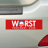 Anti-Obama - het ergste President ooit wit Bumpersticker (Op auto)