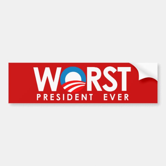 Anti-Obama - het ergste President ooit wit Bumpersticker (Voorkant)