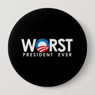 Anti-Obama - het ergste President ooit wit Ronde Button 4,0 Cm