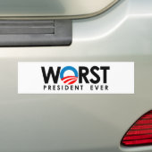 Anti-Obama - Het ergste President ooit zwart Bumpersticker (Op auto)